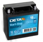 Батарея аккумуляторная Deta Start-Stop AGM 12В 15Ач 200A(EN) R+