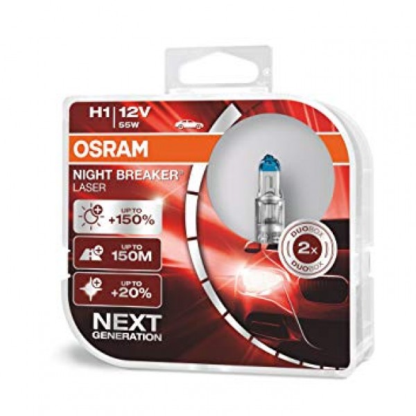 Автомобильные лампочки Osram Night Breaker Laser (NG) H1 55W 12V (Комплект: 2шт.)