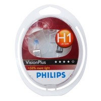 Автомобильная лампочка Philips VisionPlus H1 12V 55W (комплект: 2 шт.)