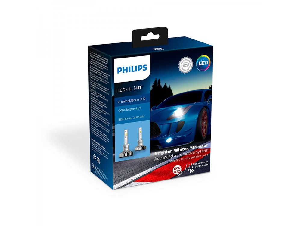 Автомобильные светодиодные лампочки Philips H1 X-tremeUltinon +200% 5800 К (2 шт.) 11258XUX2
