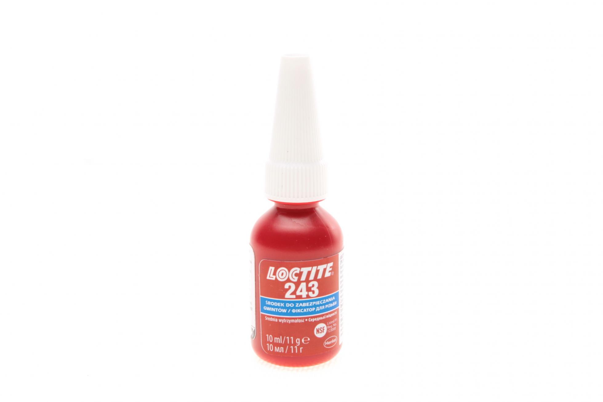LOCTITE 243, 10ML фиксатор резьбы (синий)(средней прочности), макс. диаметр резьбы М36