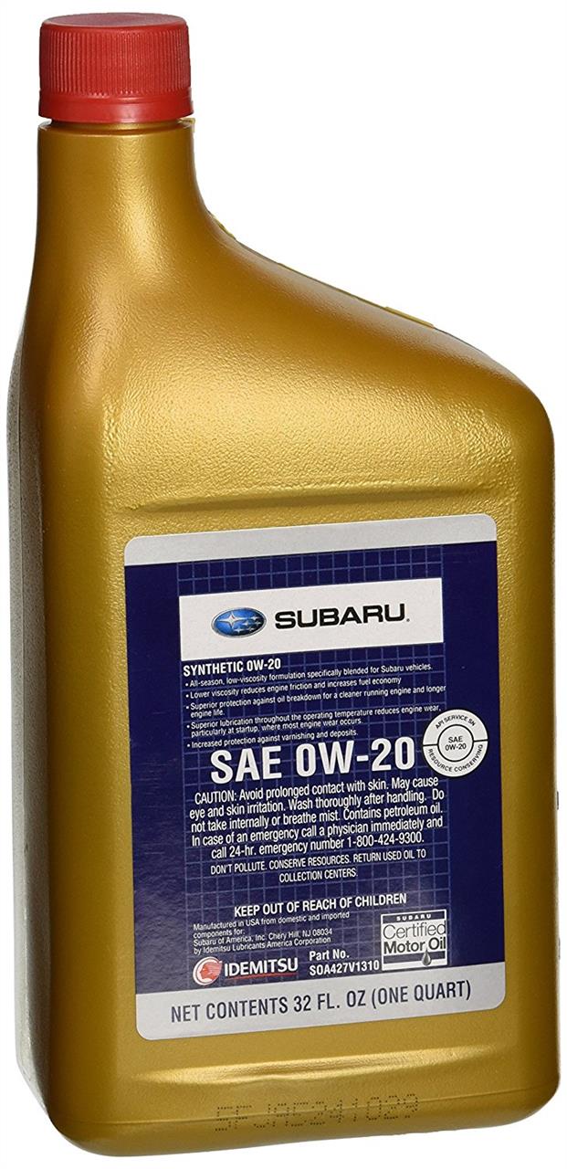 Масло моторное Subaru SYNTHETIC OIL 0W-20, 0,946 л (SOA427V1310) Subaru SOA427V1310