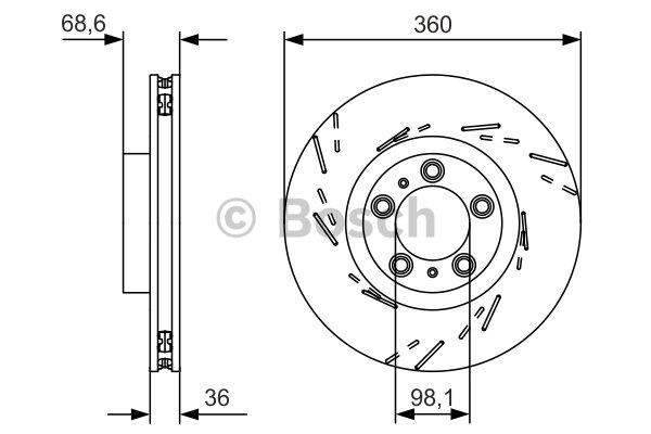 Диск тормозной (передний) Porsche Panamera 09-16 (L) (360x36) (с покрытием) (вентил.)