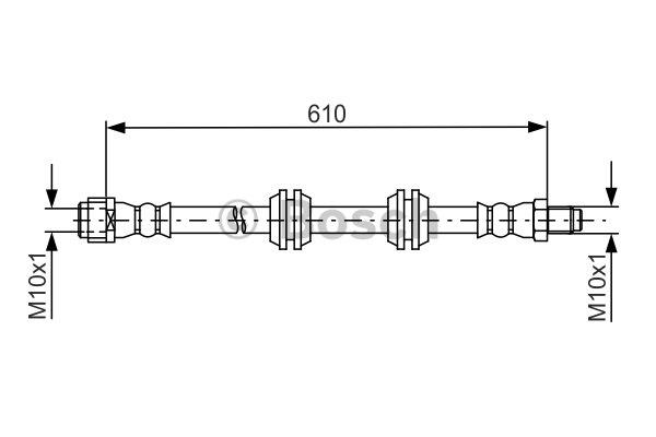 Шланг тормозной (задний) MB M-class (W164)/GL-class (X164) 05-12 (610mm)