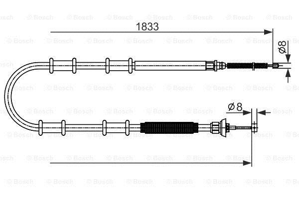 Трос ручника (задний) Fiat Doblo/Opel Combo 10- (1833mm)