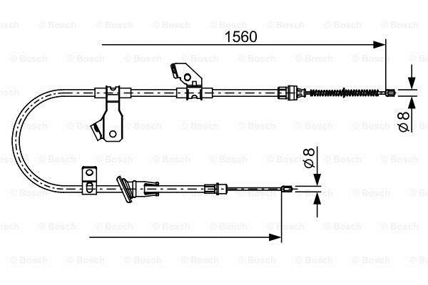 Трос ручника (задний) (R) Mitsubishi Colt VI/Smart Forfour 04-12 (1560mm)