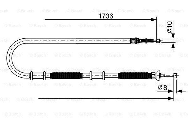 Трос ручника (задний) (R) Fiat Doblo 01- (1736mm)