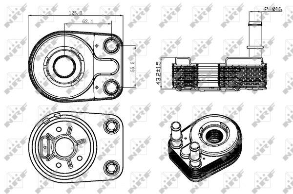 Радиатор масляный Fiat Doblo 1.9D 01- (теплообменник)