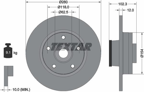 Диск тормозной (задний) Renault Trafic 01- (280х12) (с подшипником) PRO