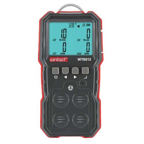 Измеритель концентрации газов 4-в-1 (кислород (O2), монооксид углерода (CO), сероводород (H2S), горючий газ (LEL)  WINTACT WT8812